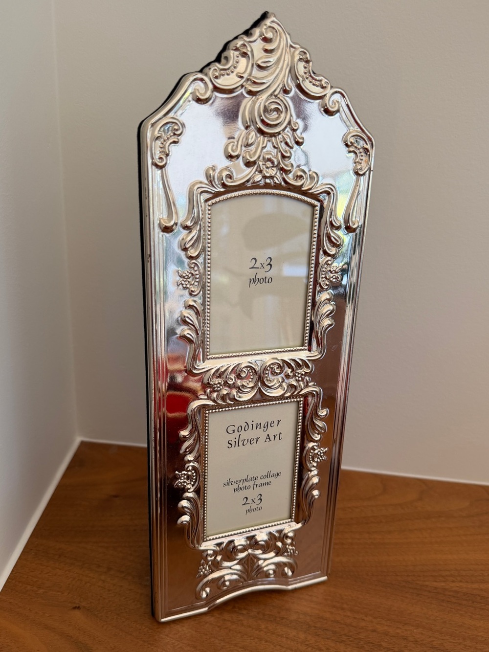 GODINGER Silver Art Silverplate Collage Photo Frame 2" x 3" Photo Ornate Decor